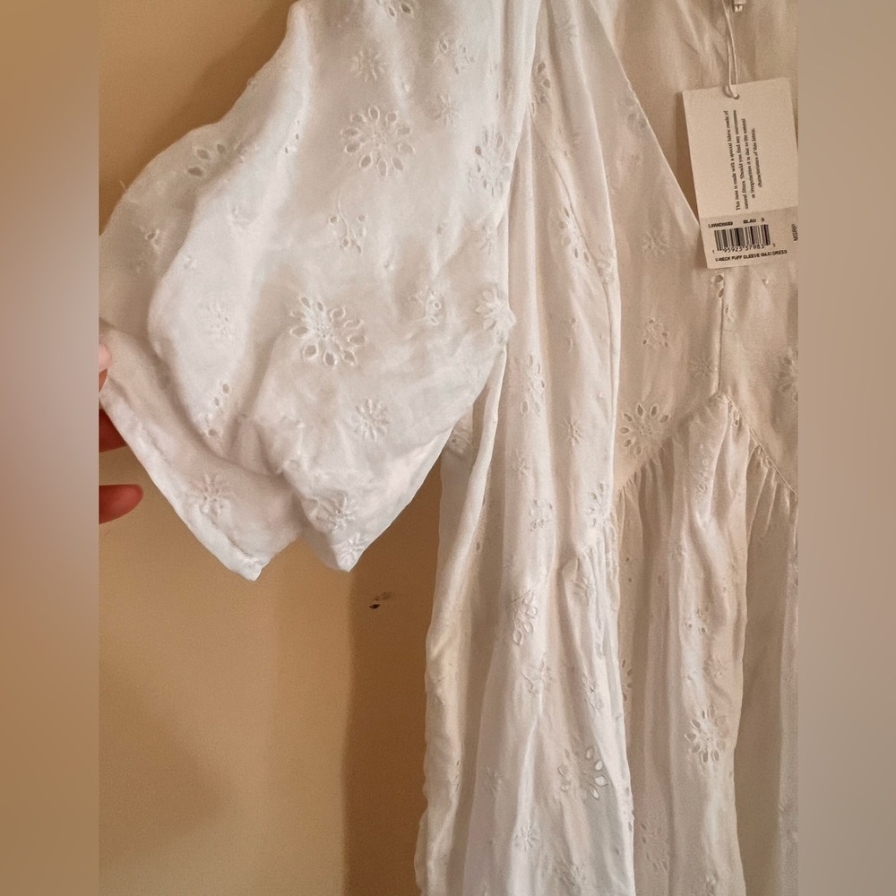 NWT $568 Frame V Neck Puff sleeve maxi dress white size X Small - Picture 8 of 12